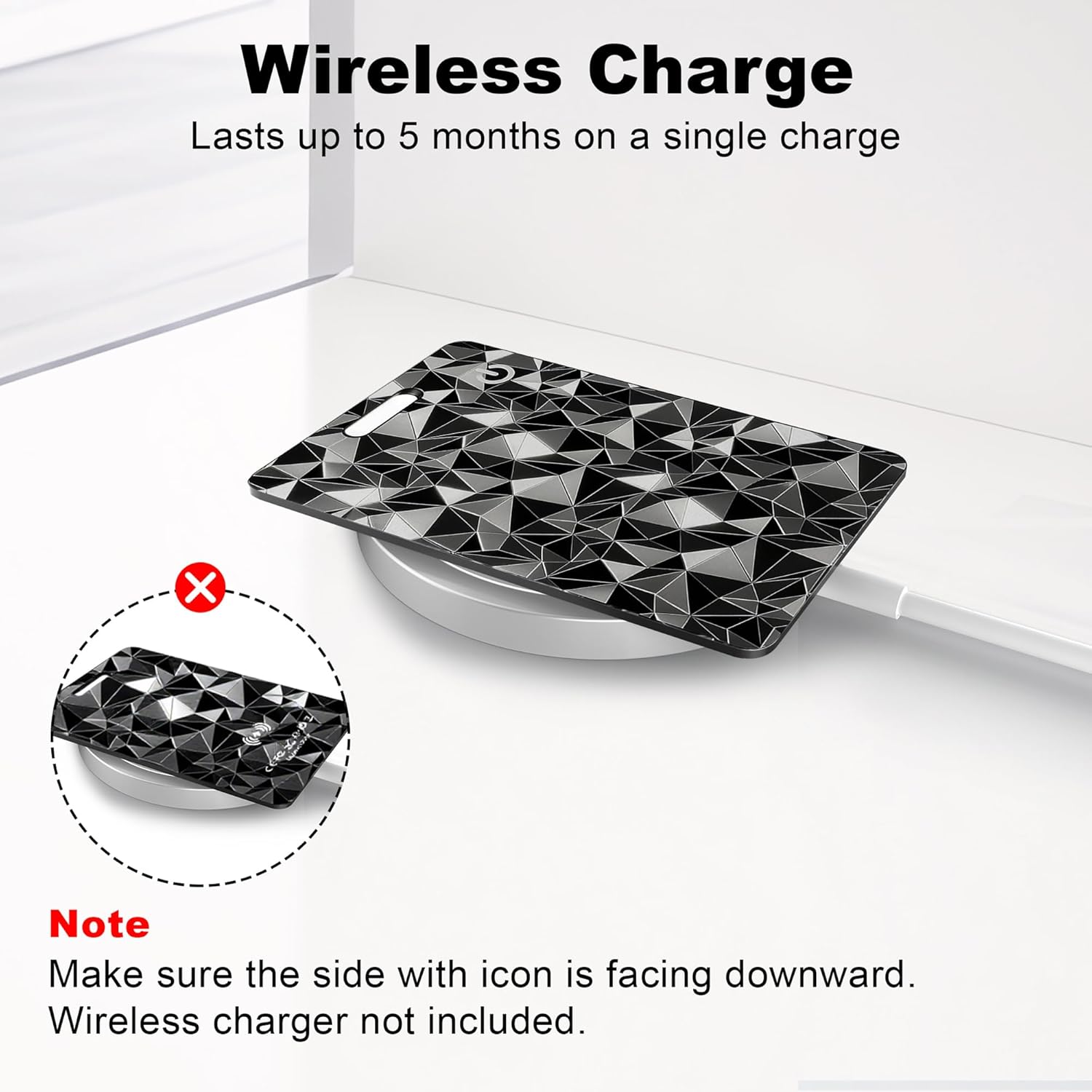 Wallet Tracker Card for Apple Find My (iOS Only), Ultra-Thin Bluetooth Tracker Smart Card Wallet Finder, IP68 Waterproof Slim Item Locator for Wallets, Keys, Passport & Luggage Tags (Diamond Black)