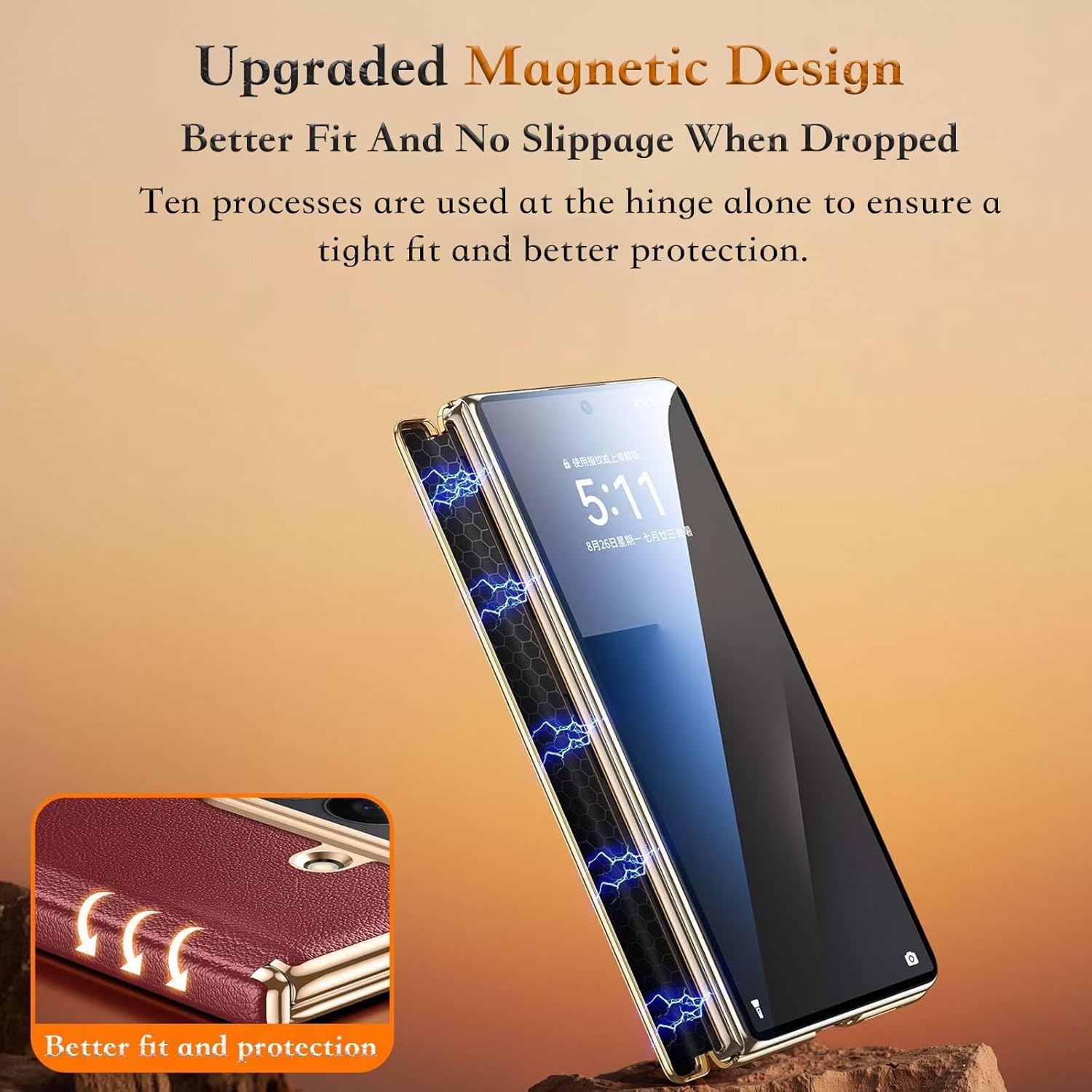 Case for Samsung Galaxy Z Fold 7, Slim Light Luxury Business Leather Case with Lens Hinge Protection Cover Anti-Fingerprint for Galaxy Z Fold 7 White