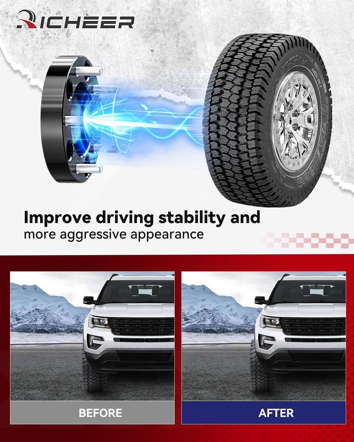 Richeer 4PCS 1.25" 5x4.5 to 5x5 Wheel Adapters for JK JKU WK WJ XK Wheels on XJ KJ ZJ KK TJ YJ Vehicle, 5x127mm Wheel on 5x114.3mm Vehicle to Wheel Spacers with 1/2"-20 Studs