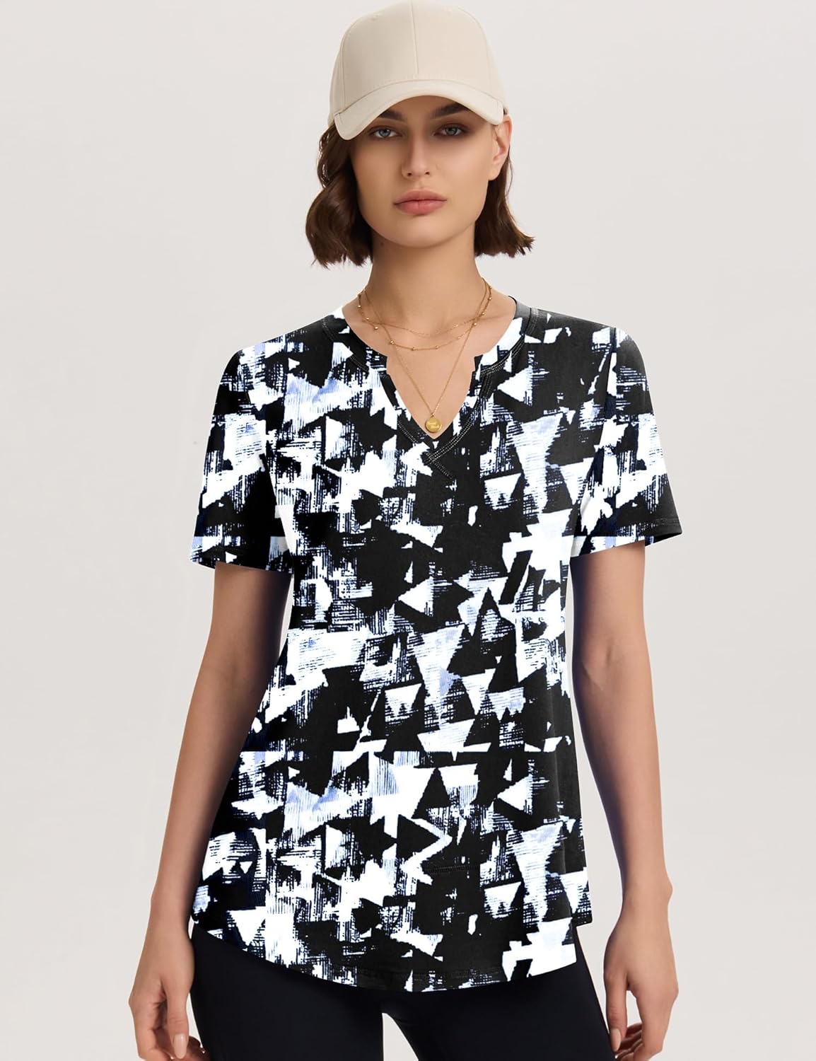 TCOT Workout Tops for Women V Neck Short Sleeve Hiking T-Shirts Yoga Shirts Athletic Top Exercise Shirt - Image 3