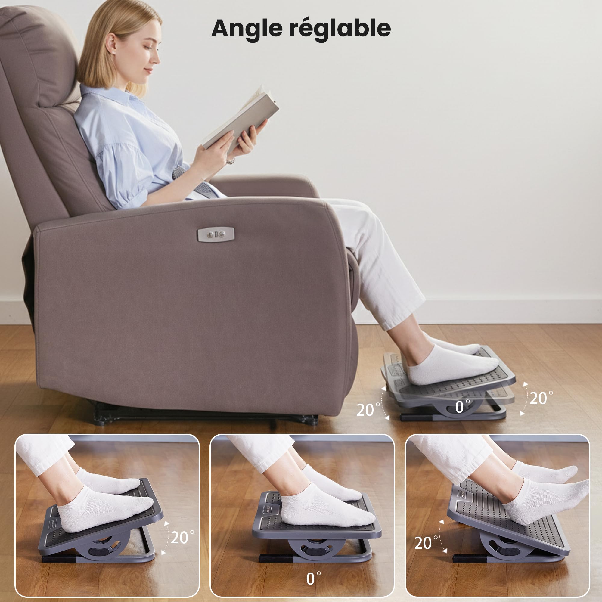 EUREKA ERGONOMIC Repose-pieds Réglable sous Bureau en Métal (Noir)