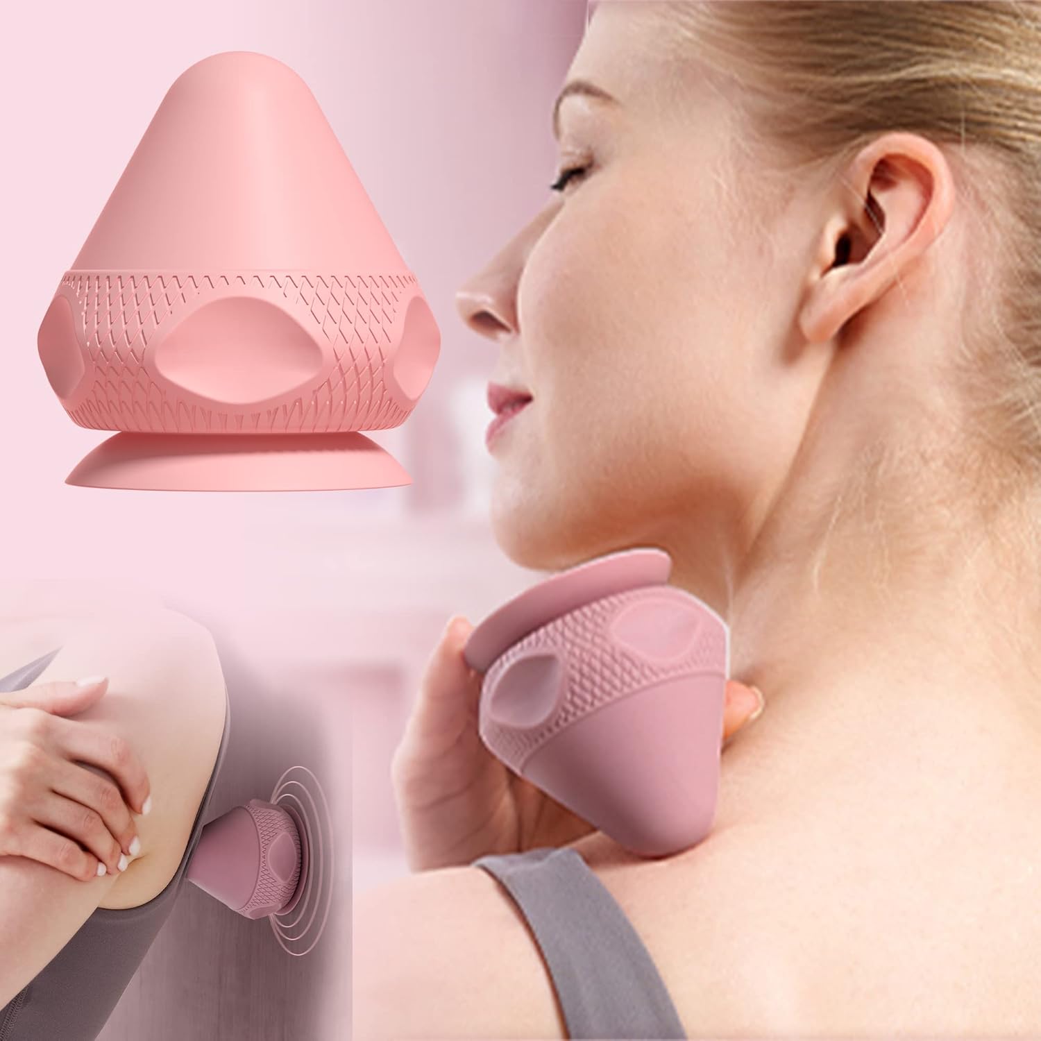 RUNWE Mountable Manual Massage Balls - Suction Cup Trigger Point Massage Ball Therapy Ball for Deep Tissue Massage Muscle Knots Myofascial Release, Pressure Point Ball (Pink) : Health & Household