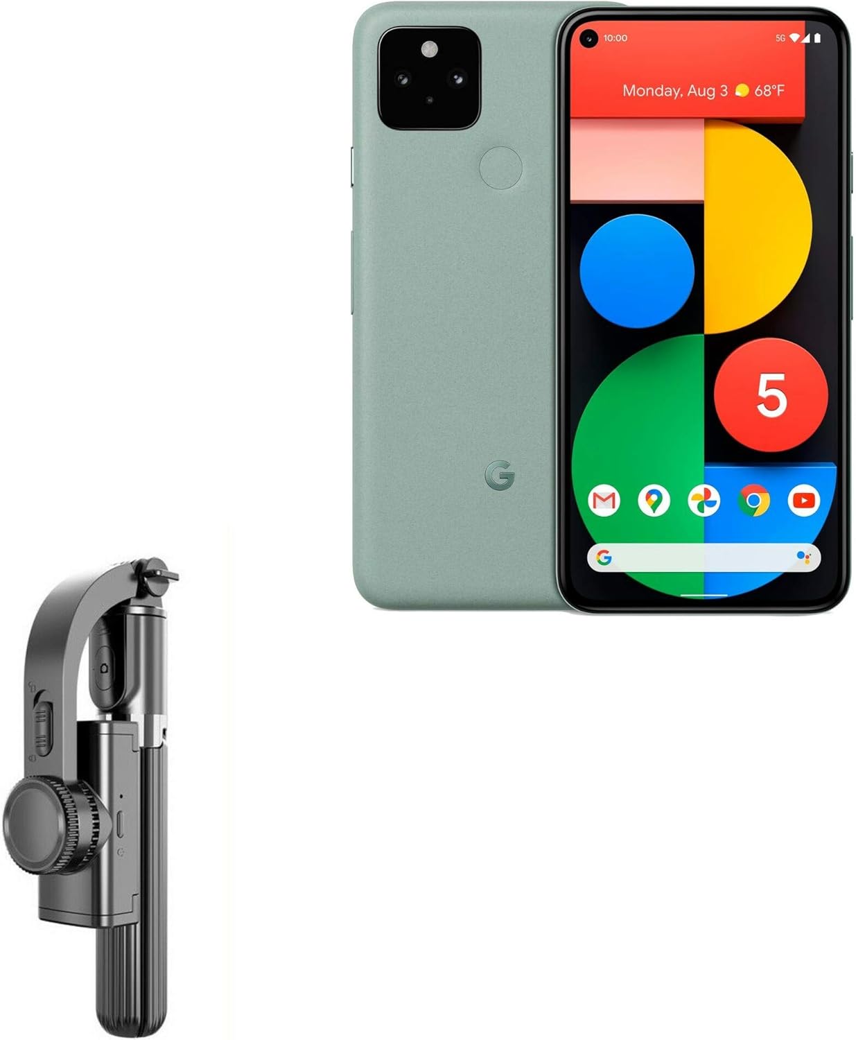 BoxWave Stand and Mount Compatible with Google Pixel 5 - Gimbal SelfiePod, Selfie Stick Extendable Video Gimbal Stabilizer - Jet Black