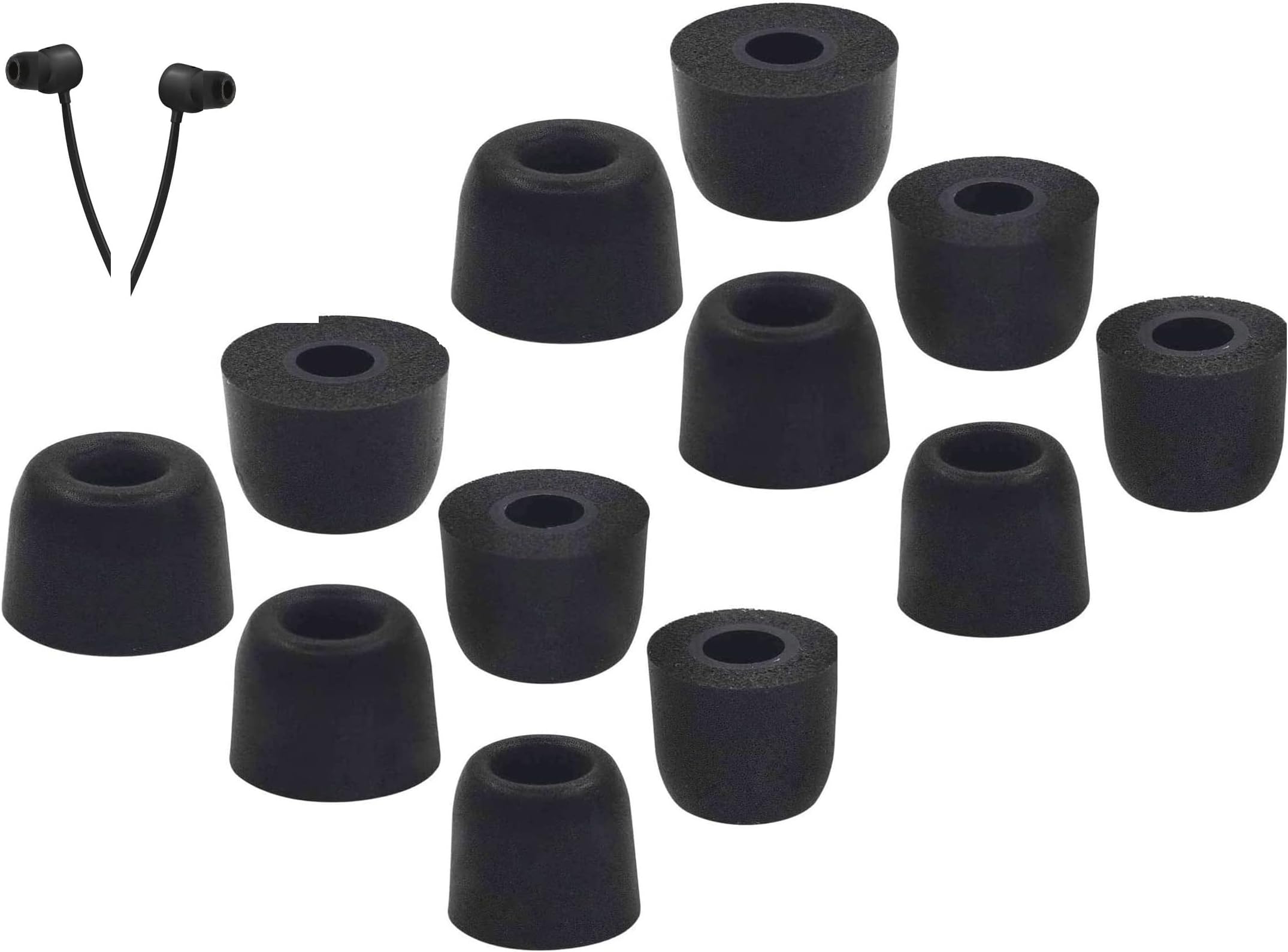 Memory Foam Ear Tip Replacement for Powerbeats Pro/Beats Flex/BeatsX, Foam Ear Tips Earbuds Tip Ear Gel Ear Plug Eartip Compatible with Powerbeats Pro, 8 Pairs, Foam Black