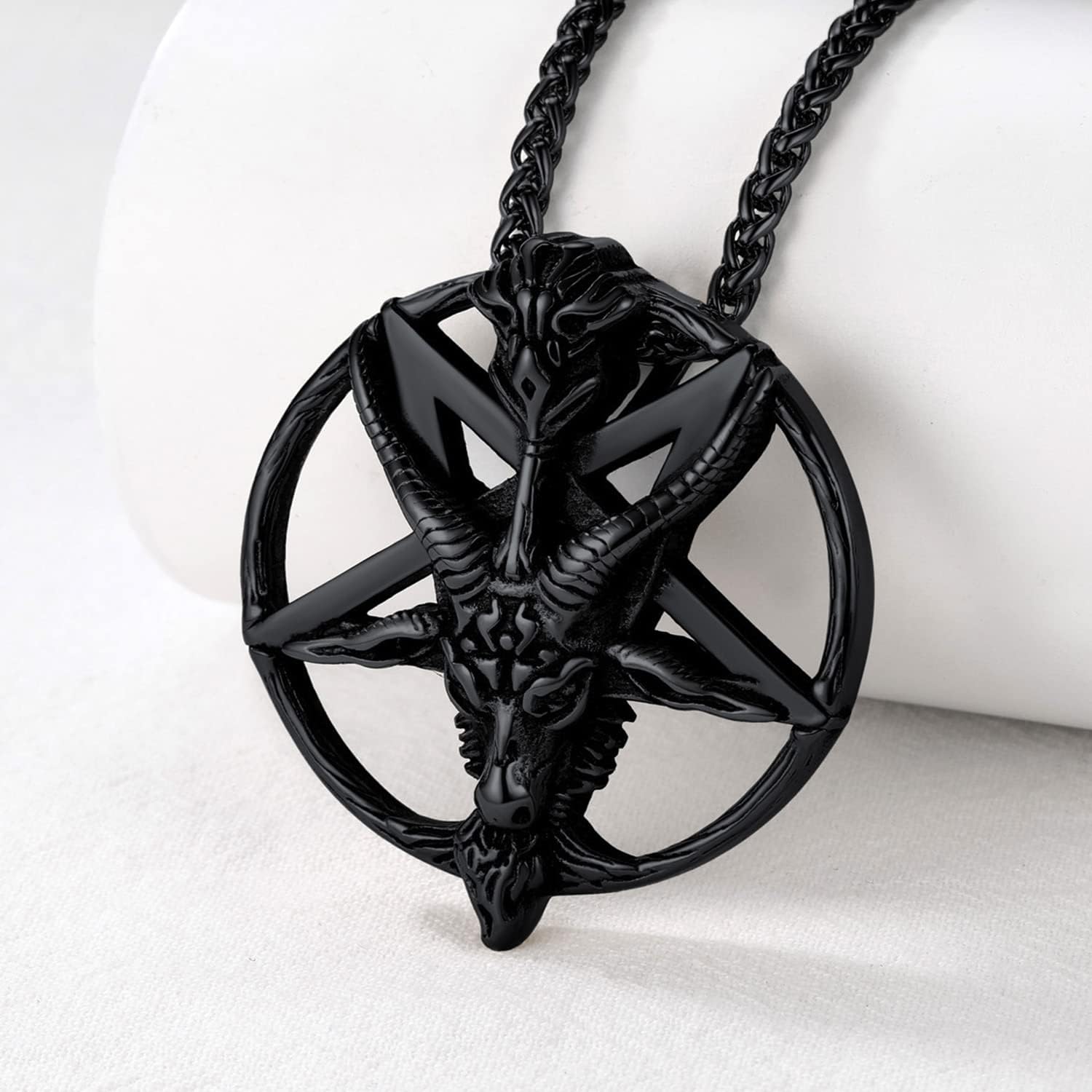 U7 Inverted Cross Necklace, Upside Down Cross Pendant, Stainless Steel Jewelry Devil Necklaces, Baphomet Goat Head Pendant for Men Women - Image 6