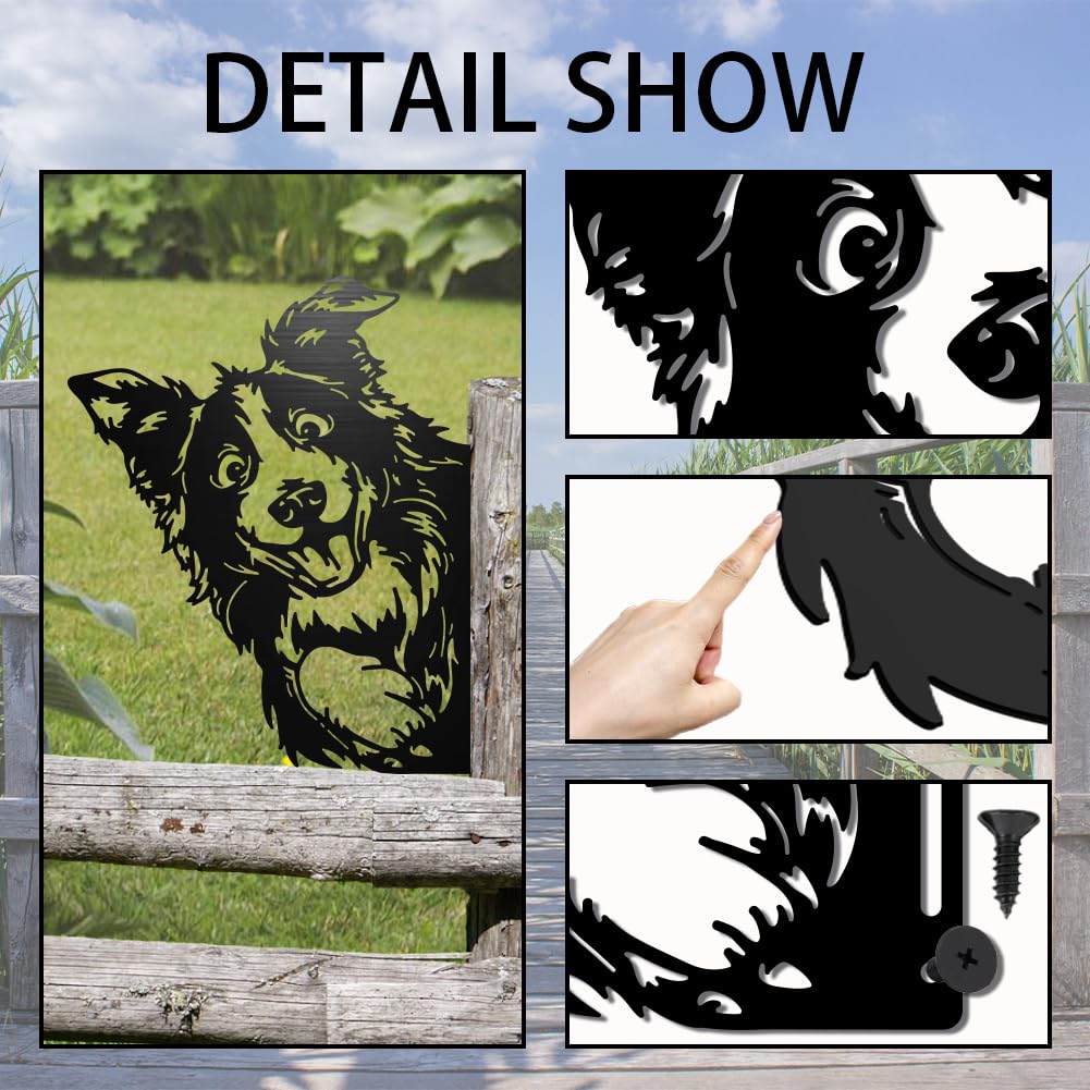 WADORN Decorazione Artistica Da Giardino In Metallo A Forma di Cane Che Fa Capolino, Ornamento Da Parete con Cane Da Guardia, Arte per Fattoria, Sagoma di Animale In Ferro, per Recinzione Esterna