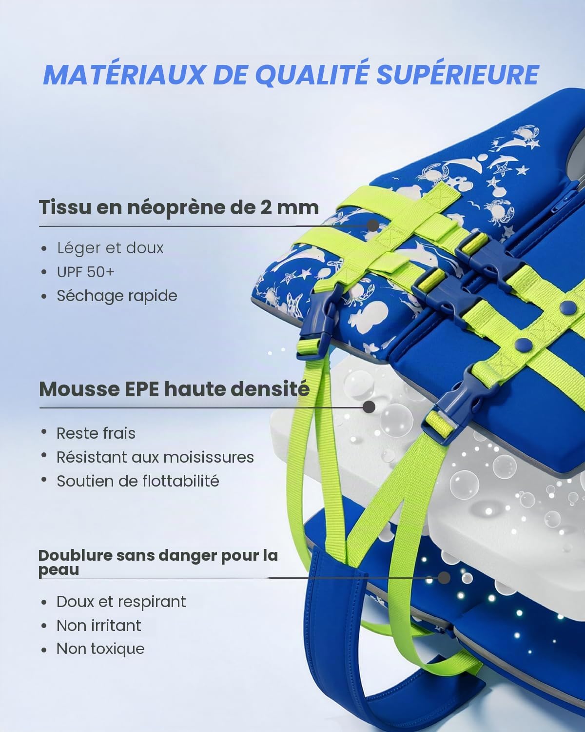 Gogokids Gilet Natation Enfant avec Courroie Réglable Double Couche, Gilet Piscine Enfants de 20-30-40-50-60 Lbs, Gilets de Flottaison de 2,3,4,5,6,7,8 Ans pour Garçons et Filles