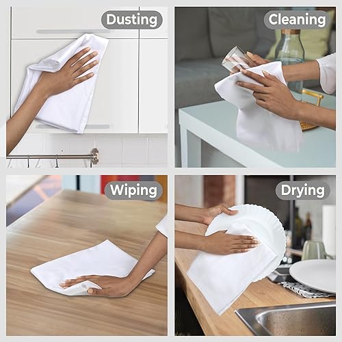 Miniatura 6 de Urban Villa Juego de 12 toallas de harina de calidad más pesada, 180 GSM, 27 x 27 pulgadas, toallas de cocina altamente absorbentes, duraderas,