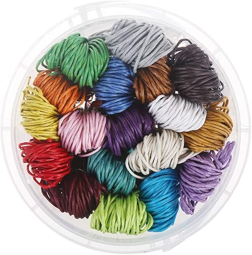 Cordón de algodón encerado de 196 yardas, hilo de pulsera de color de 0.039 in de diámetro para hacer joyas, cuero, manualidades (18 colores) CCINEE