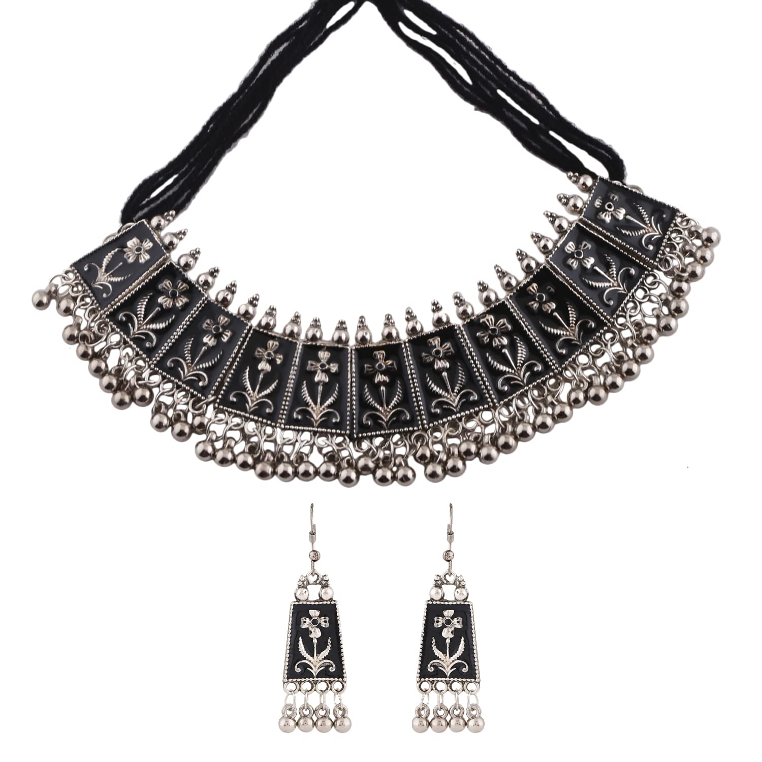 Shining Diva Fashion Latest Stylish Traditional Oxidised Silver Necklace Jewellery Set for Women (13130s) (B0B15K4X7B) Amazon Price History, Amazon Price Tracker