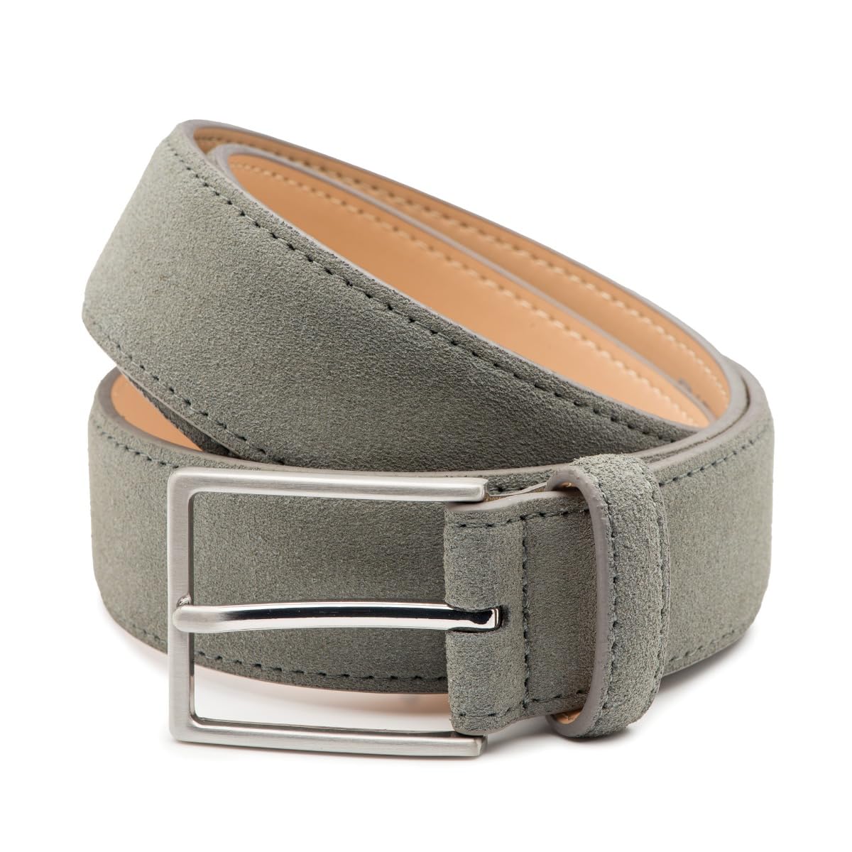 Riemen & Co DTCH.FIT Herrengürtel Bobby - Wildleder - 2er-Pack: Beige & Hellgrau - Breite: 3,5 cm - 95 cm