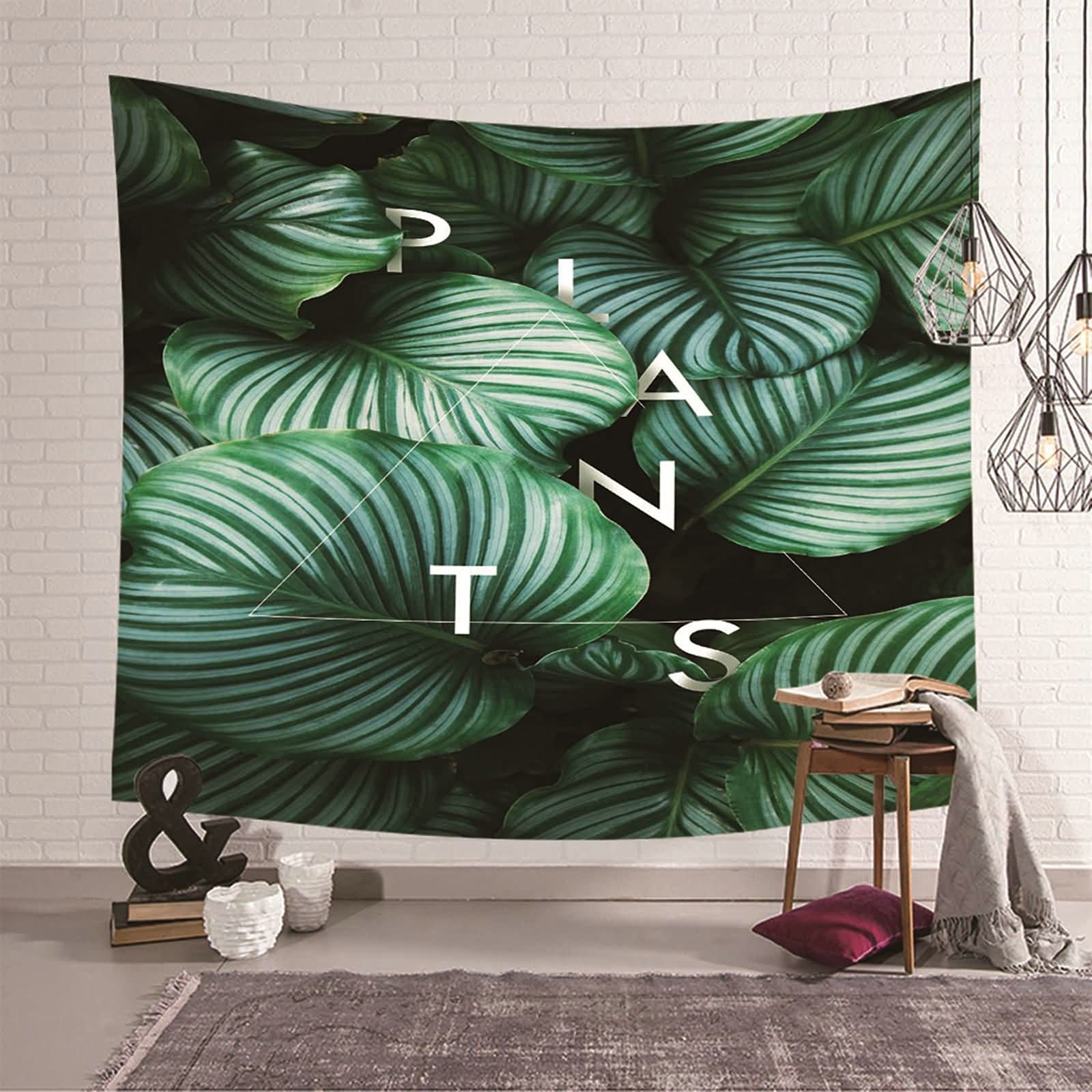 Tapiz de pared con hojas KnSam de poliéster verde y 150x130 cm para decorar salones