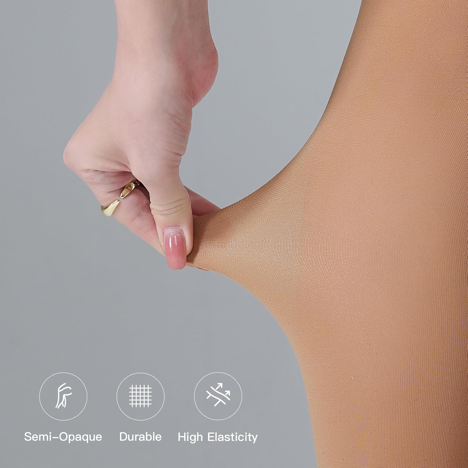 Yilanmy Women's Control Top Pantyhose 50D Semi Opaque Tights Run Resistant 10-15mmHg Support Hose Compression Tights 2 Pairs - Image 4