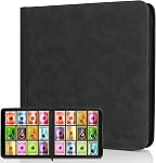 Trading Card Binder, 12 Pocket Card Album Folder Hold Up to 720 Cards, Premium and Durable Zipper Binder, Cards Holder Album for MTG, TCG, Baseball Cards (Black)