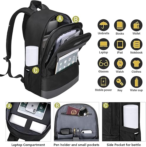 Miniatura 2 de LANDICI Mochila de viaje para laptop, mochila de negocios con compartimento para laptop, mochila impermeable para trabajo universitario para hombres