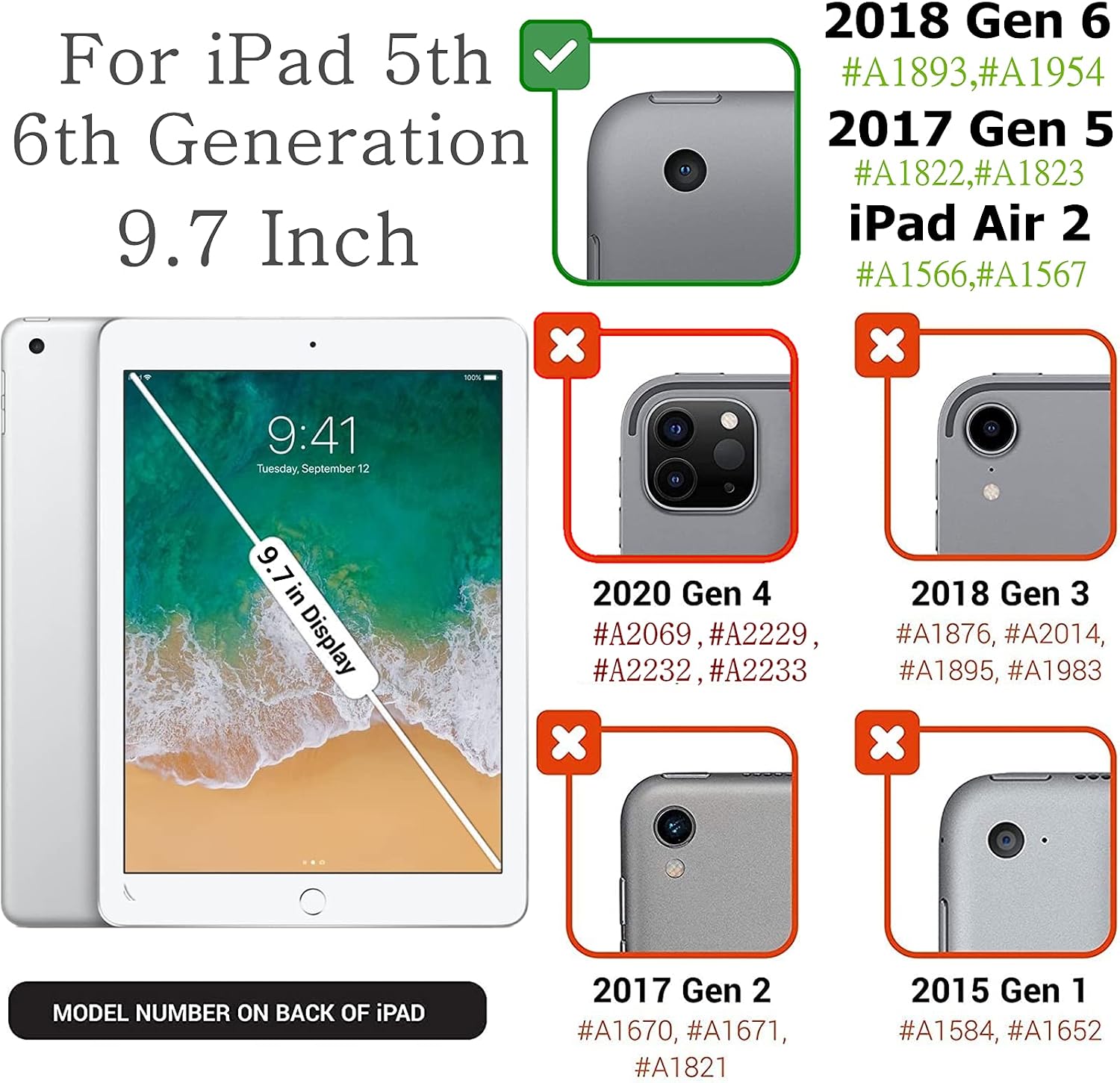 iPad 6th Generation Case, iPad 5th Generation Case, 360 Swivel iPad Air 2 Case, iPad Rotating Smart Stand Protective Cover with Auto Sleep Wake for Apple iPad 9.7 inch 2018/2017 Model (Black)