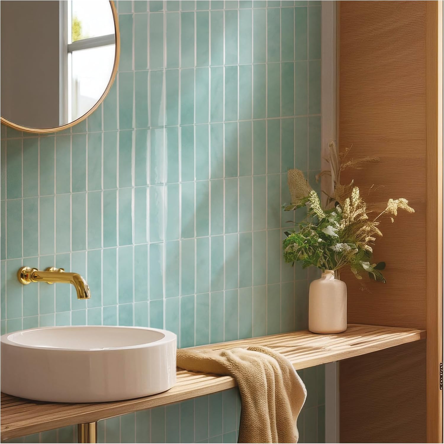 SMART TILES Peel and Stick Backsplash - 5 Sheets of 11.43" x 9" - 3D Adhesive Peel and Stick Tile Backsplash for Kitchen, Bathroom, Wall Tile