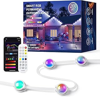 Permanent Outdoor Lights for House, 200FT RGB+IC Smart Eave Lights with DIY Color, IP67