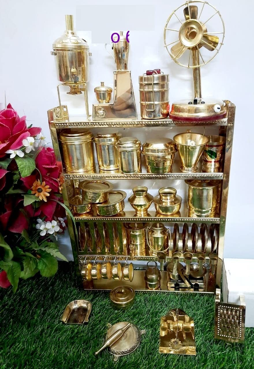 Buy Tirtha Enterprises Handcrafted Brass Miniature Kitchen Set