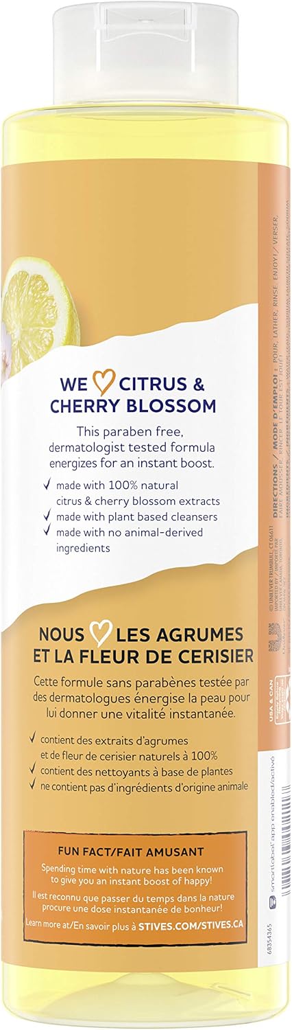 St. Ives Energising Body Wash (650ml) Citrus & Cherry Blossom Made with Plant-Based Cleansers & 100% Natural Extracts 16 oz Shower Gel - Image 3