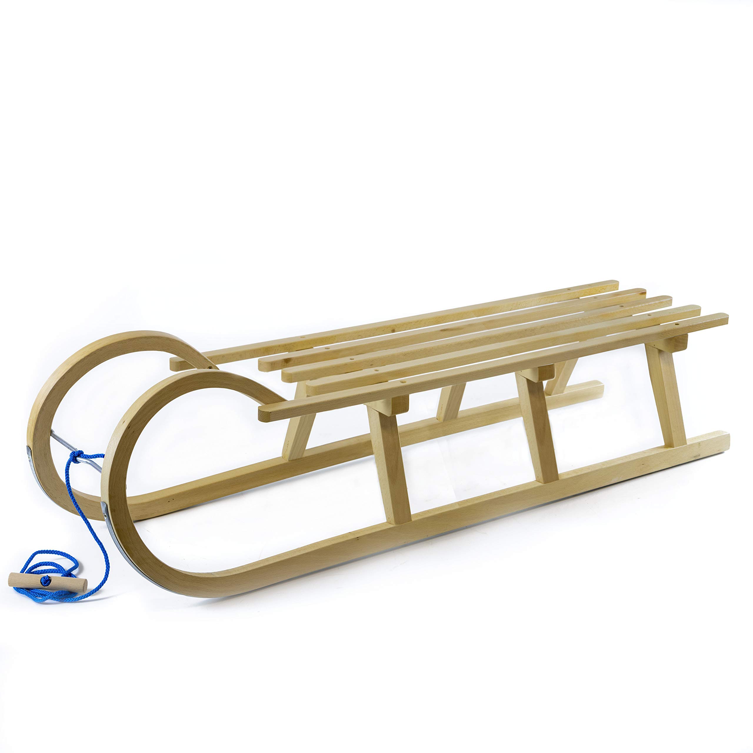 Baby-Schlitten Hörnerschlitten 120 cm mit Lehne + Leine + Fußsack (Qualität) Farbauswahl (Granatblau)