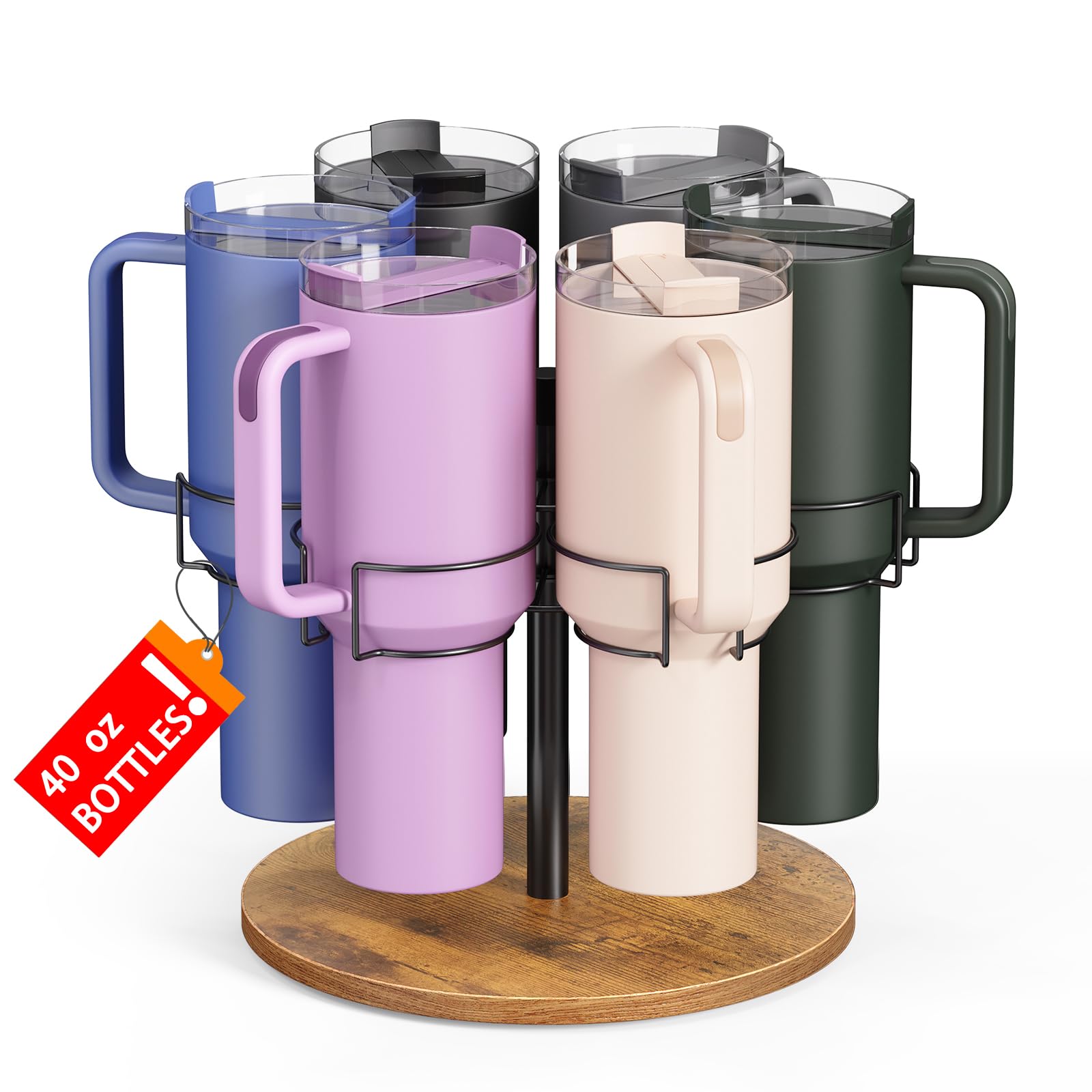 Yeuslor Water Bottle Organizer for Stanley 40 oz Tumbler with Handle, Rotatable Stanley Cup Organizer Holder, Kitchen Organizers and Storage for