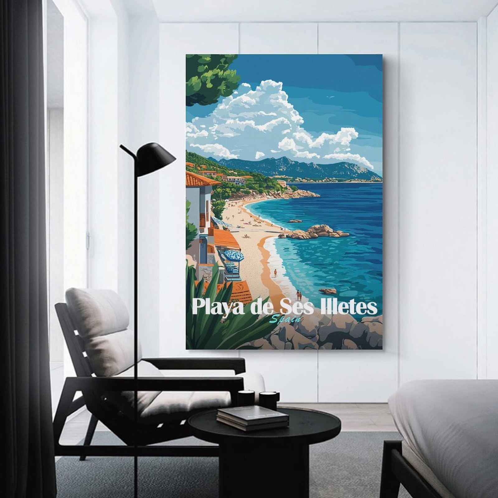 Junmoney Wall Picture Print Playa De Ses Illetes Beach, 24x36inch(60x90cm), for Workspace Walls, Study Corners Or Bedrooms, A Smart Decor Choice for Study Walls