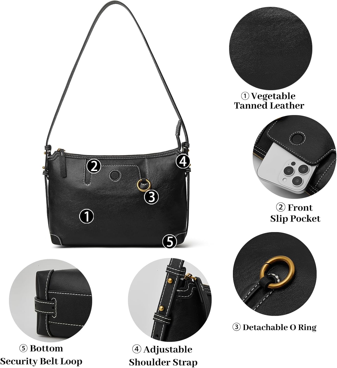 DAILANDO Medium Vintage Leather Shoulder Bag Designer Hobo Purse and Crossbody Handbags for Women - Image 3