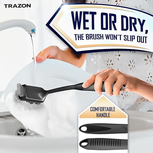 Miniatura 10 de Dish Brush Set of 5 with Holder - Kitchen Scrub Brushes with Non-Slip Long Handle for Cleaning, Scrubber, Dishwashing, Dishes, Bottles, Straws