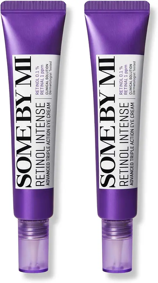 SOME BY MI Creme para os olhos Retinol Intense Advanced Triple Action – Pacote com 2 – Creme coreano de retinol sob os olhos antienvelhecimento para linhas finas – ilumina olheiras e suaviza a textura