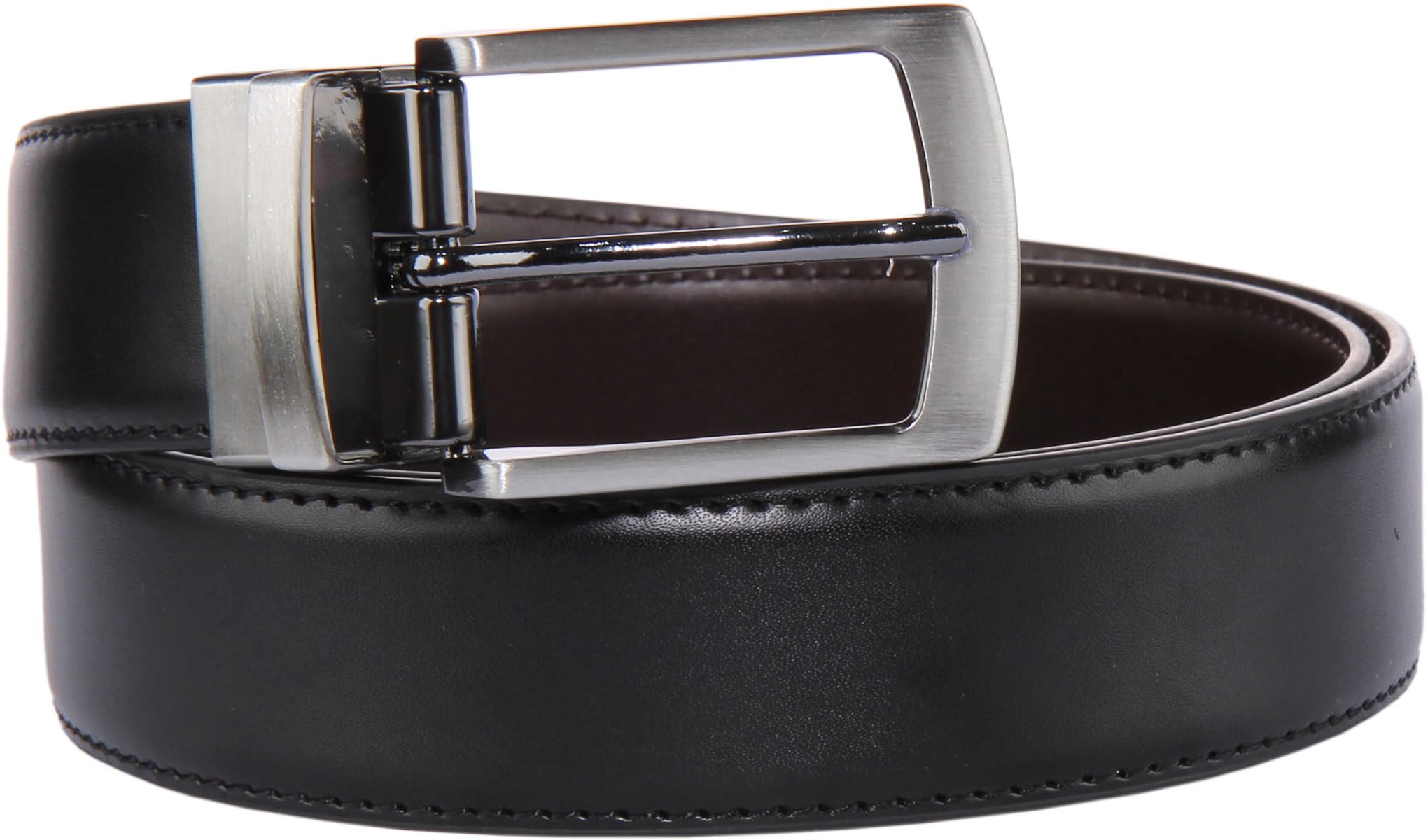 JUSTINREESS ENGLAND Herren-Gürtel, echtes Leder, wendbar, 3,2 cm, 2 Seiten, mit kratzfester Zinklegierung, verstellbare Schnalle