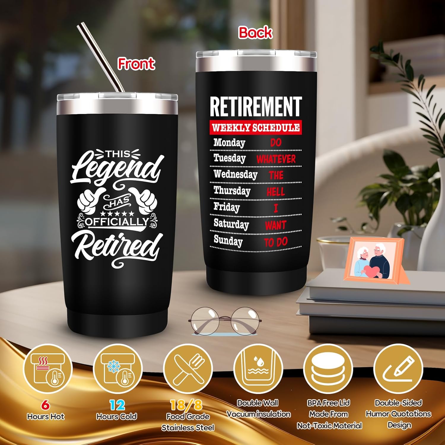 10 Pcs Retirement Gifts for Men 2026, This Legend Has Retired, Happy Retirement Gifts for Dad, Grandpa, Coworker, Teachers, Boss, Friends, Retirees, 20 Oz Tumbler Best Retirement Gifts Basket - Image 4