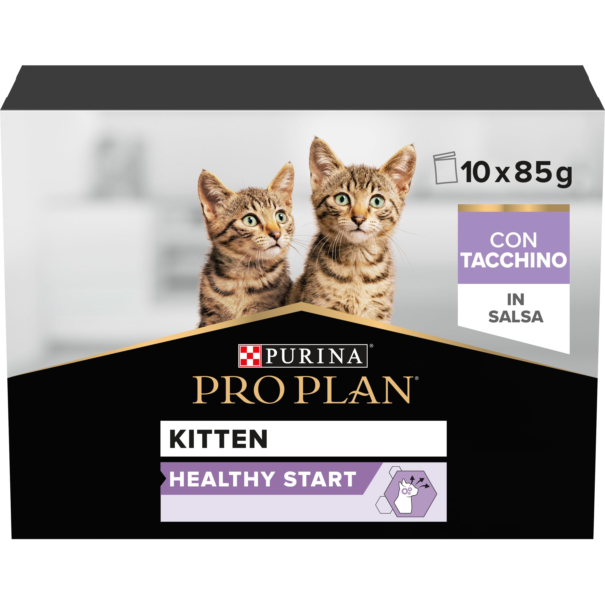 Purina Pro Plan Kitten Cibo Umido per Gattini Pezzettini in Salsa Tacchino, 40 Bustine da 85g