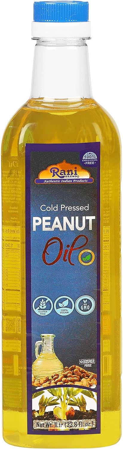 Rani Cold Pressed Peanut Oil 33.8 oz (1 Liter) - 100% Pure Natural, NON-GMO, Kosher, Vegan, Gluten Free, High Smoke Point