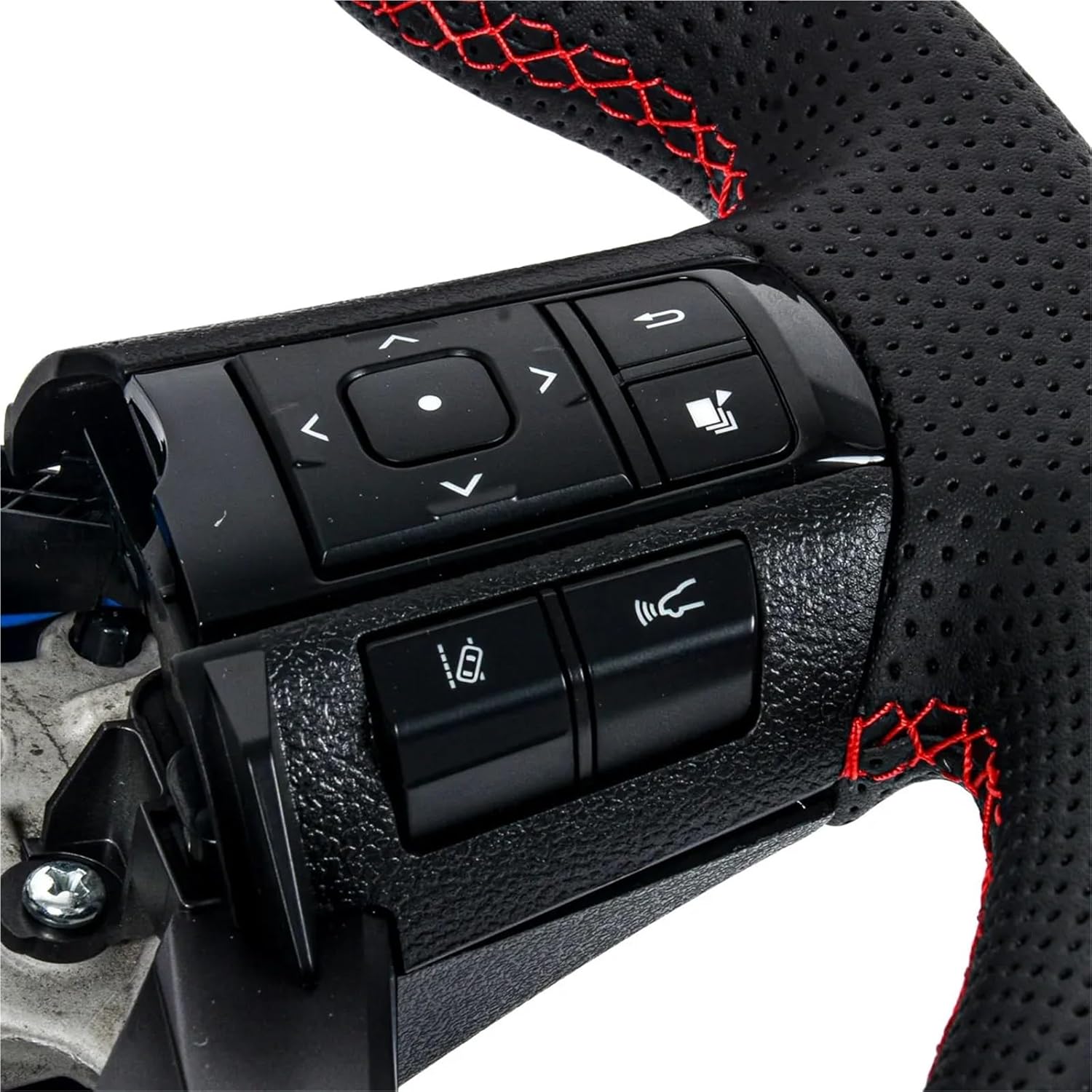 Full Leather Racing Steering Wheel For TOYOTA HILUX REVO 2016+ LC PICK UP 2022+ LC70/76/79 2024+ Fortuner + With Buttons(Full leather)