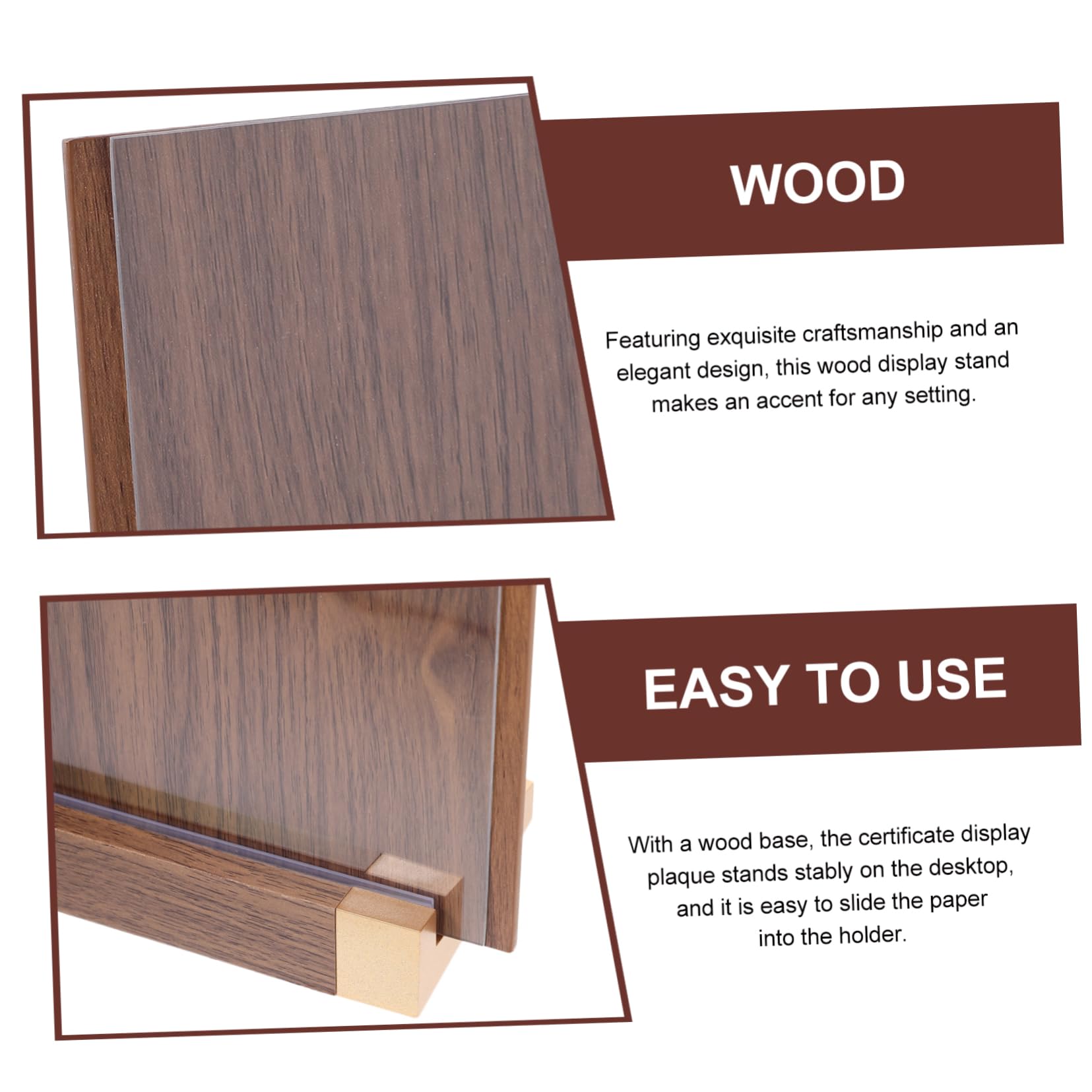 MAGICLULU 5 Piezas Soporte Vertical de Madera para Certificados y Porta Letreros con Base Estable para Escritorio Exhibición Elegante y Oficinas
