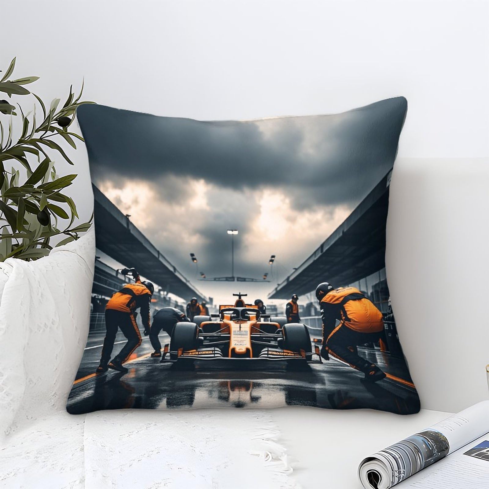 3U6C4M9K Cushion Cover with Formulaa Racing, Pit Stop Throw Pillow Case Home Decorative for Men/Women Living Room Bedroom Sofa Chair 40x40cm Accent Pillow