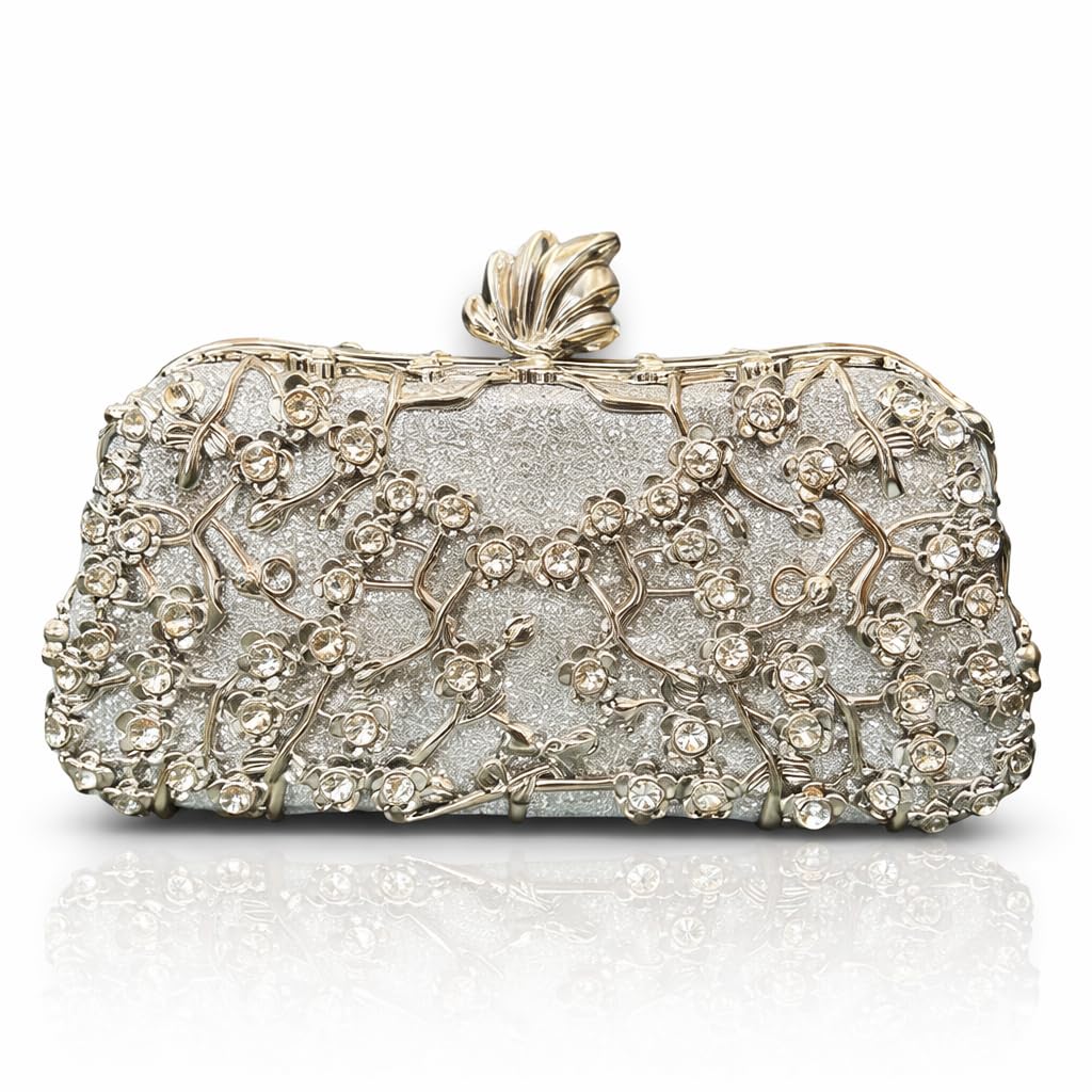 Small Crystal and Metal Elegant Rhinestone Clutch Evening Purse Night Party Clutch for Wedding Cocktail Party and Special Occasions-image-14