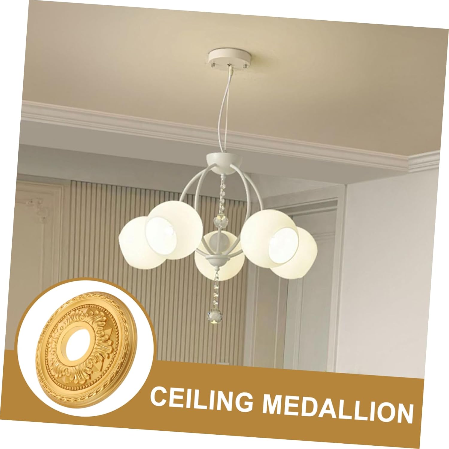 Unomor Round Ceiling Medallion Modern Pvc for Ceiling Light Fixtures Wall Picture Light Decor