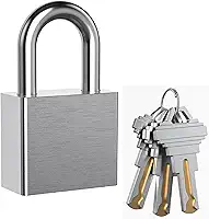 AST Cadeado de aço inoxidável atualizado com cilindro de alta segurança e 3 chaves de latão, cadeado de uso interno e externo de 1-9/16' (40 mm) de largura, manilha endurecida (diferença com chave e