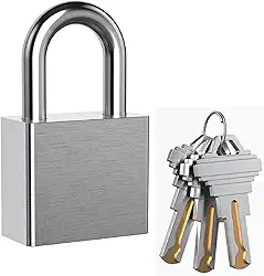 AST Cadeado de aço inoxidável atualizado com cilindro de alta segurança e 3 chaves de latão, cadeado de uso interno e externo de 1-9/16' (40 mm) de largura, manilha endurecida (diferença com chave e