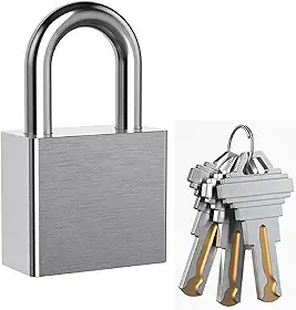 AST Cadeado de aço inoxidável atualizado com cilindro de alta segurança e 3 chaves de latão, cadeado de uso interno e externo de 1-9/16' (40 mm) de largura, manilha endurecida (diferença com chave e