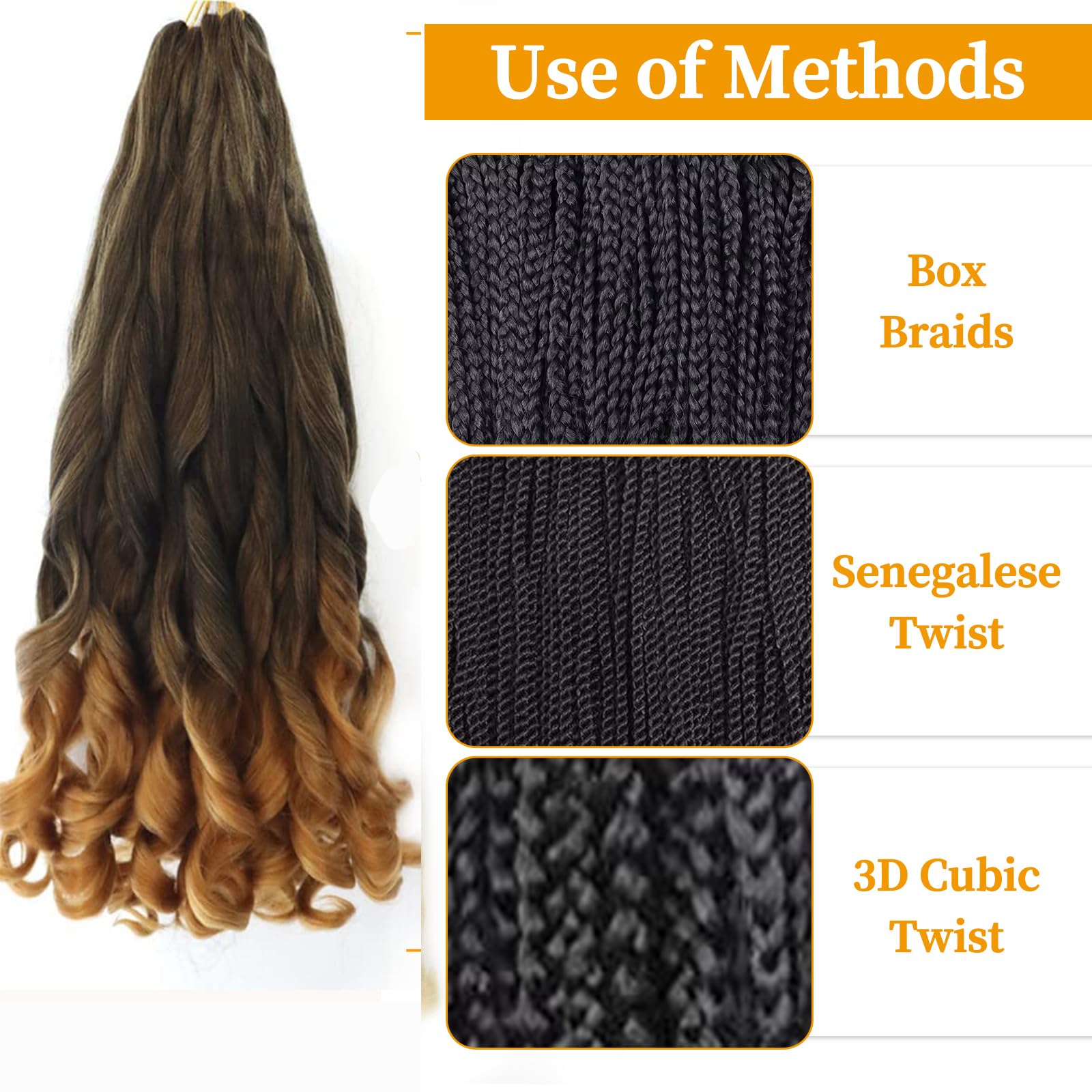 French Curly Braiding Hair 22 Inch 8Pack/lot Loose Wavy Spiral Curl Braids Crochet Hair Deep Wave Synthetic Extensions Pre Stretched Bouncy Braiding Hair(T27) - Image 3