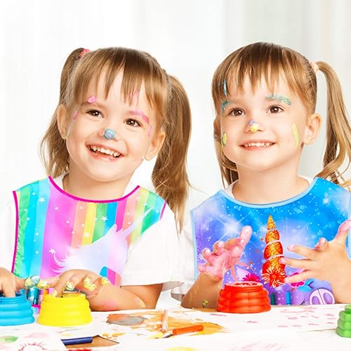 Miniatura 2 de Sylfairy Bata de arte para niños, impermeable, para pintar, delantal de pintura para niños pequeños