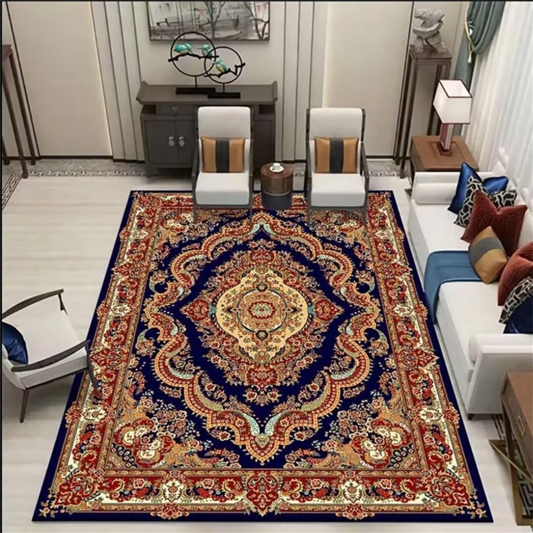 Tapis antidérapant à poils courts facile à nettoyer rouge