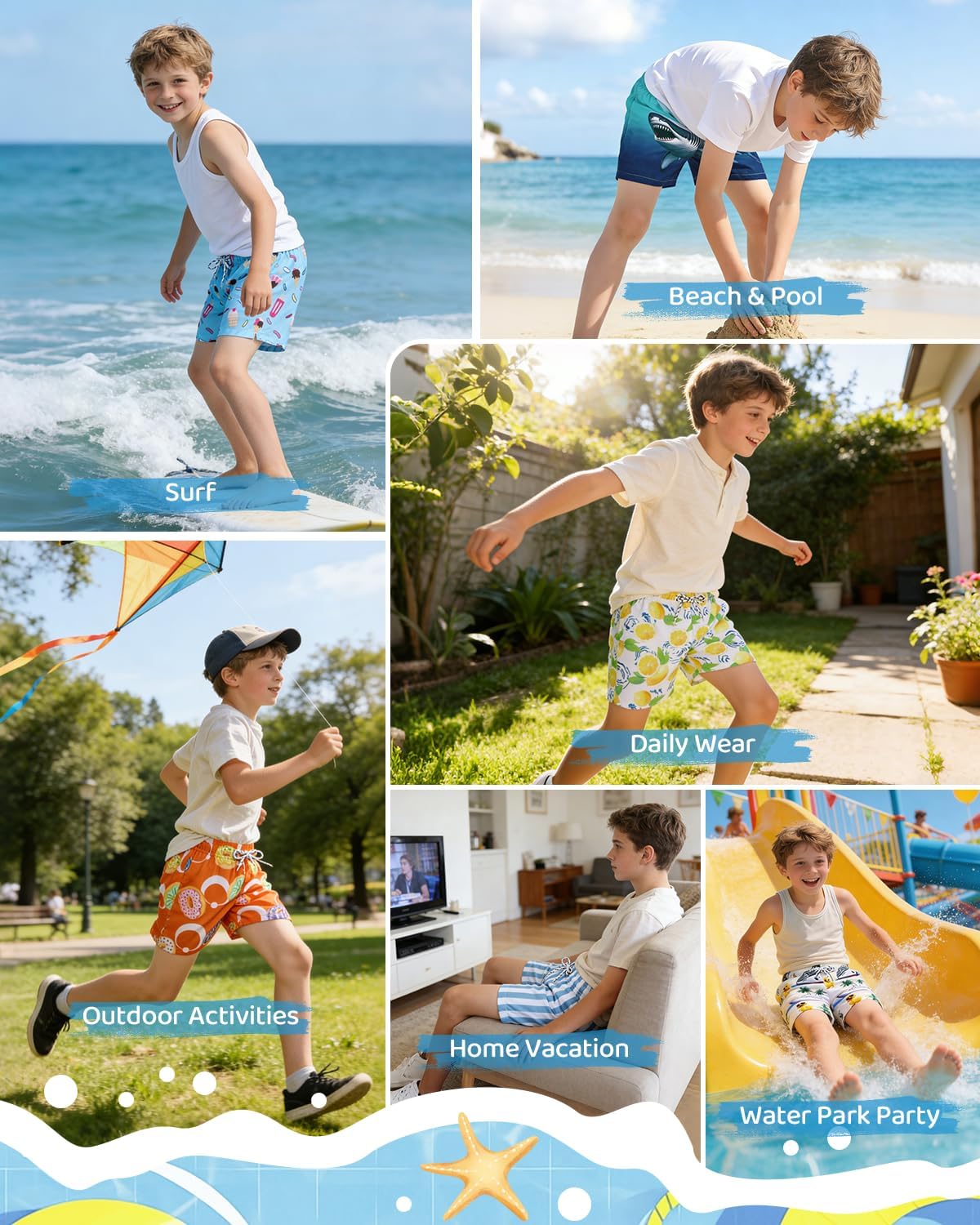Century Star Boys Swim Trunks Bathing Suit with Soft Compression Liner-4-Way Stretch Quick Dry UPF 50+ Beach Shorts