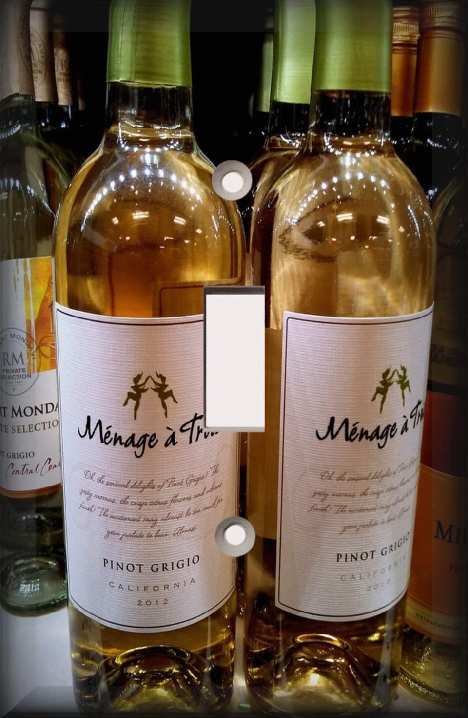 White Wine Decorative Light Switch Cover Plate - Single Toggle