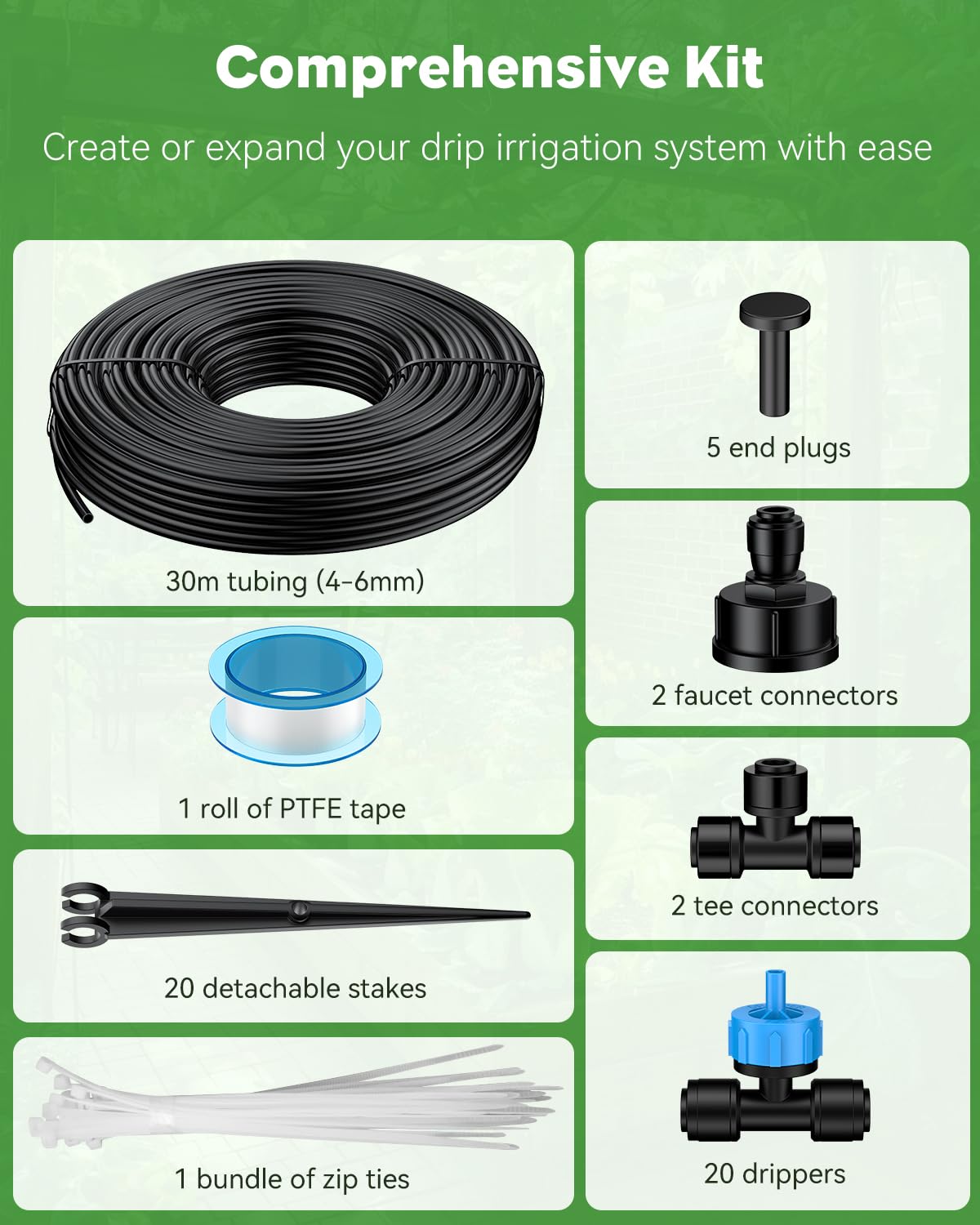 Pawfly 30M Drip Irrigation Kit with 4-6MM Tubing Drippers and Accessories - Image 4