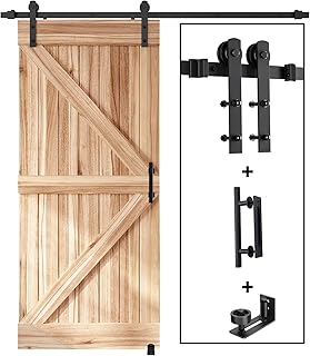 EaseLife 6 FT Sliding Barn Door Track and Handle Hardware Kit, Straight Pulley,Slide Smoothly