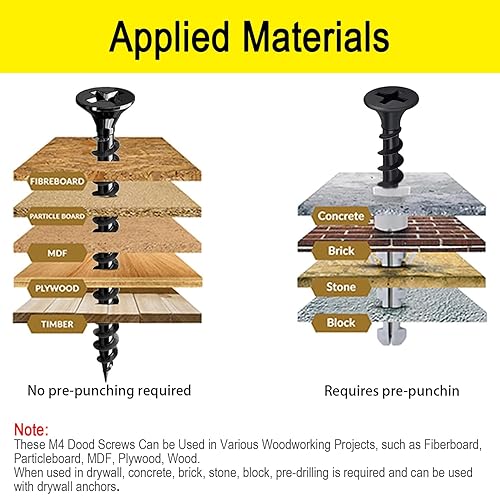 Miniatura 10 de Tornillos de chapa metálica #6 x 58 pulgadas, tornillos de madera, tornillo de cabeza plana Phillips, tornillos de gabinete de acero al carbono,